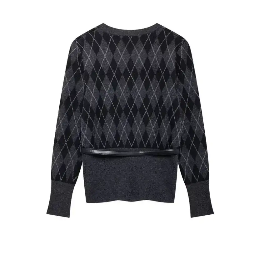Dark Grey Knit Belt Belt Coat for Women