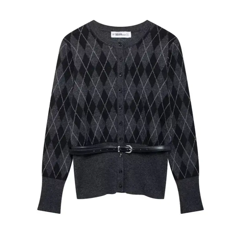 Dark Grey Knit Belt Belt Coat for Women — feature 4