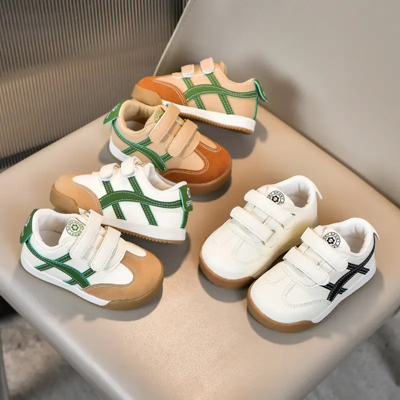 White Kids Sneakers with Velcro Closure