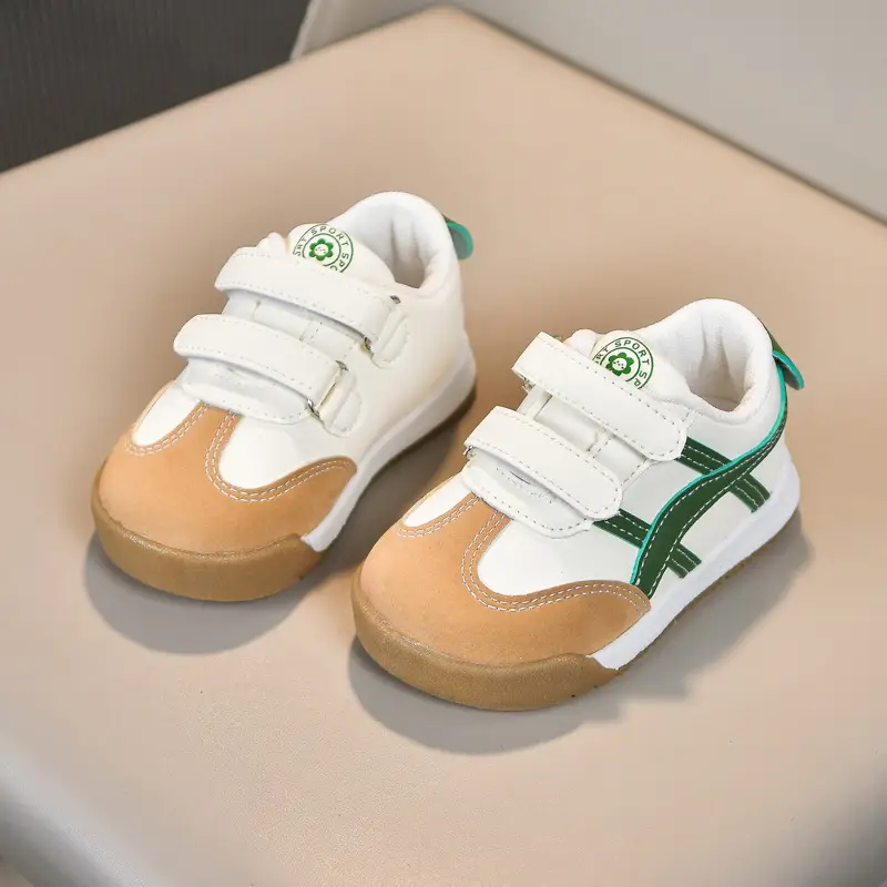 White Kids Sneakers with Velcro Closure