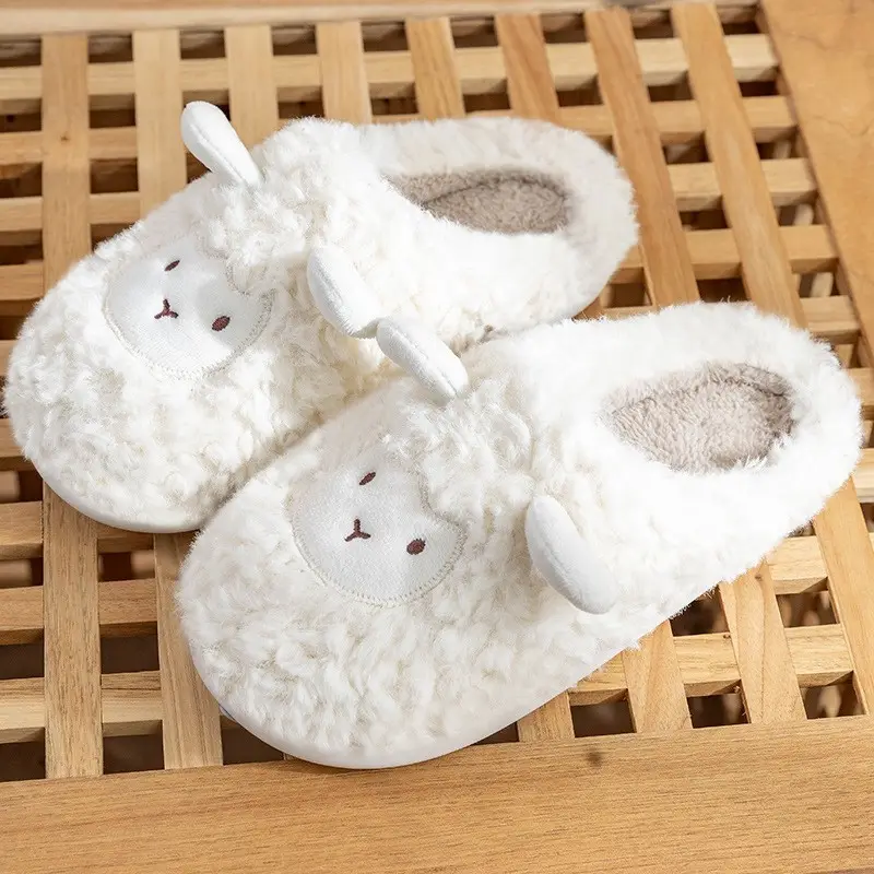 Cross-Border Large Size Cotton Slippers Christmas Gift Reindeer Women's Home Winter Warm Furry Slippers Men's Cotton Shoes - Image 4