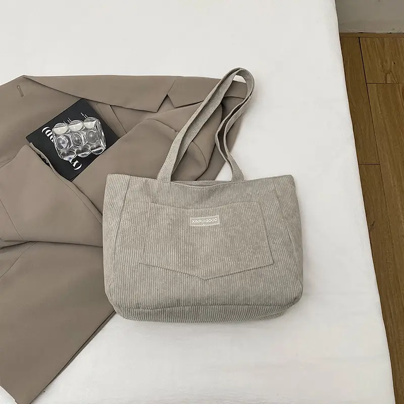 Women's Corduroy Shoulder Bag Tan 2024 New - Image 2