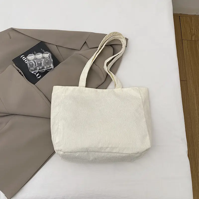 Women's Corduroy Shoulder Bag Tan 2024 New - Image 3