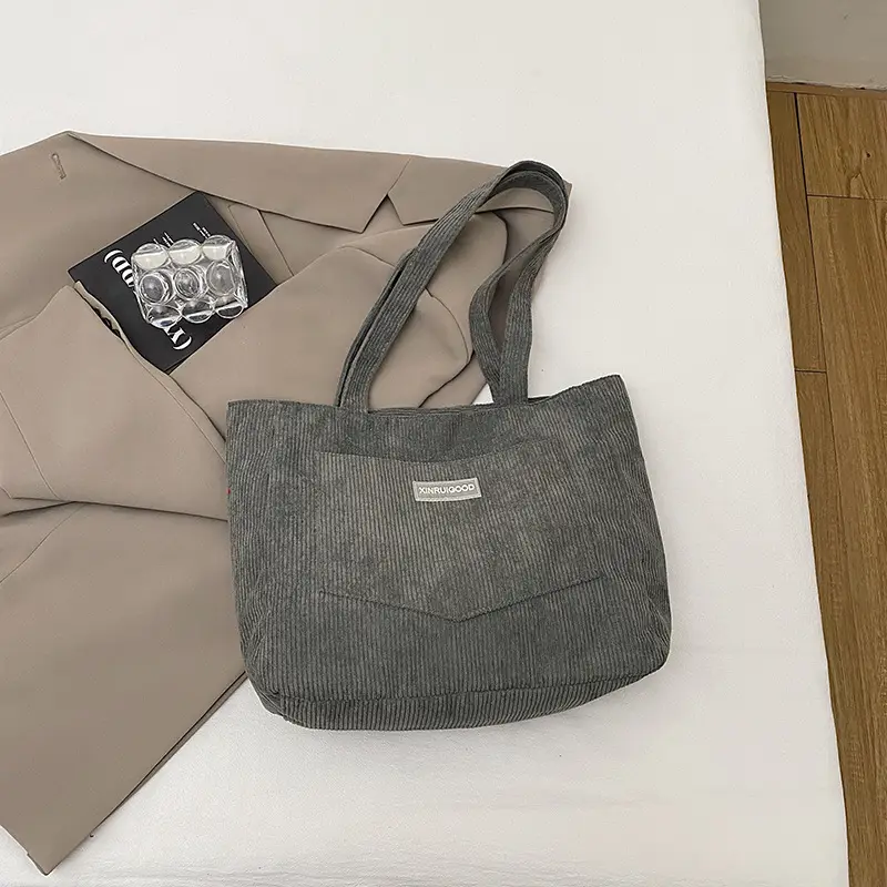 Women's Corduroy Shoulder Bag Tan 2024 New - Image 4