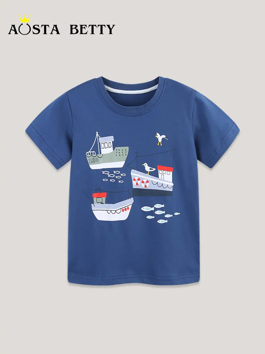 Blue Knitted Cotton Boys T-Shirt Summer New - Image 2