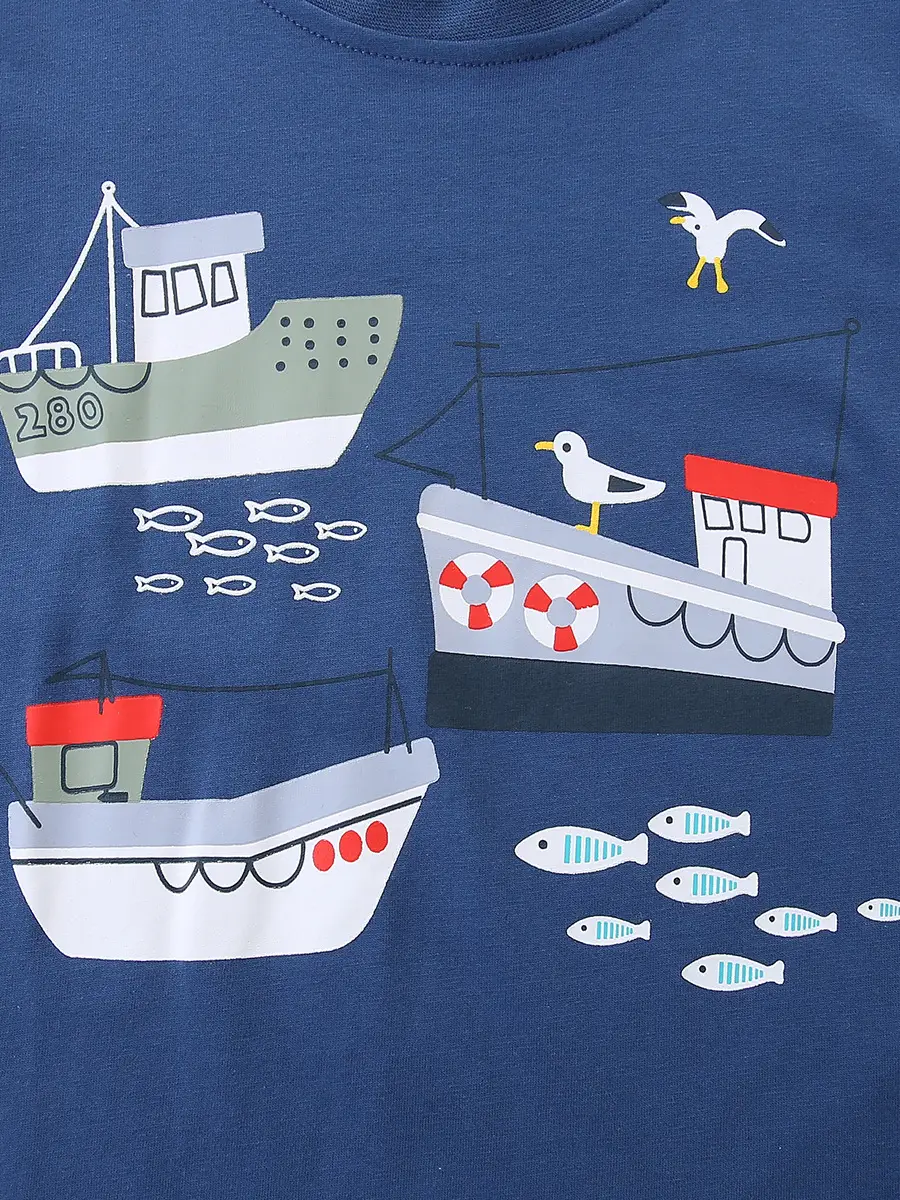 Blue Knitted Cotton Boys T-Shirt Summer New - Image 5