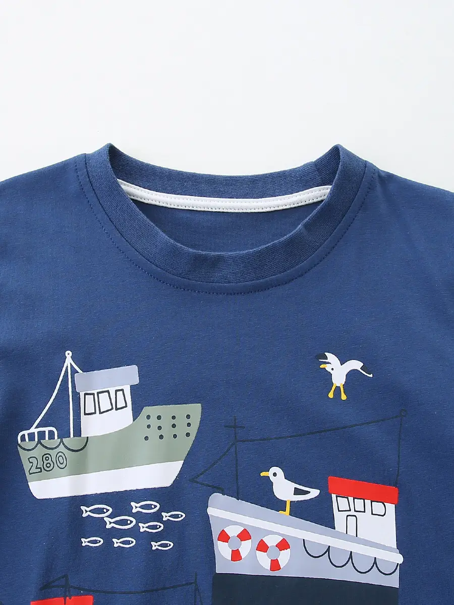 Blue Knitted Cotton Boys T-Shirt Summer New - Image 6