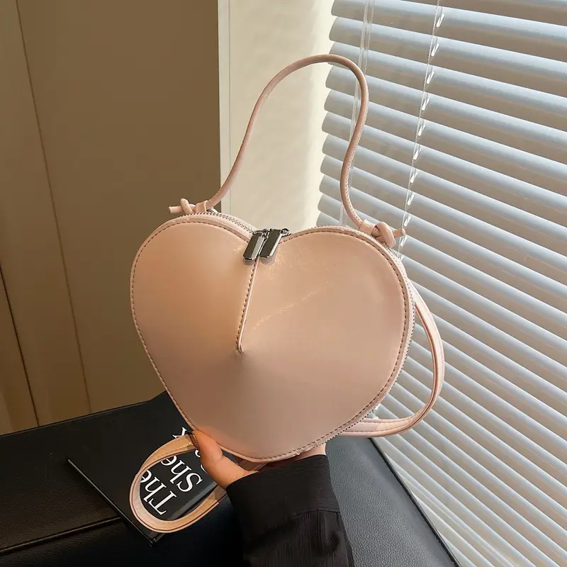 White Heart-Shaped Crossbody Bag for Women