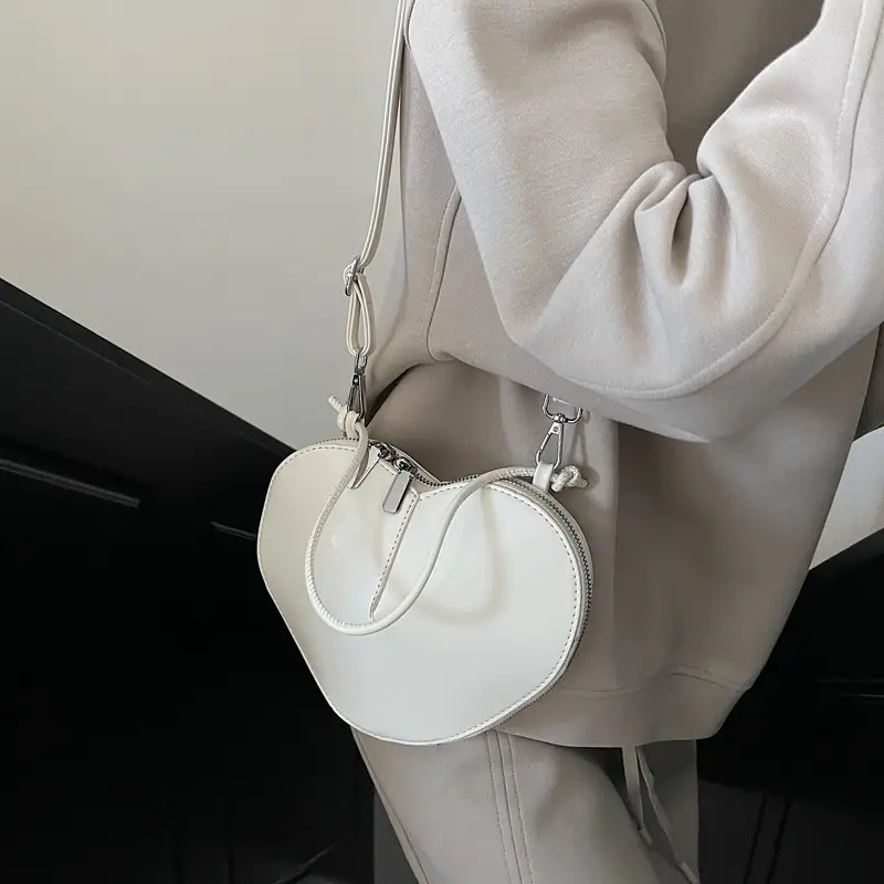 White Heart-Shaped Crossbody Bag for Women