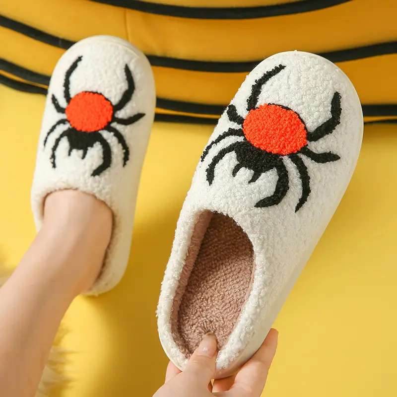 Wholesale Winter Mushroom Smiley Face Heart-Shaped Cotton Slippers for Women, Indoor Plush Warm Slippers, Thickened and Warm