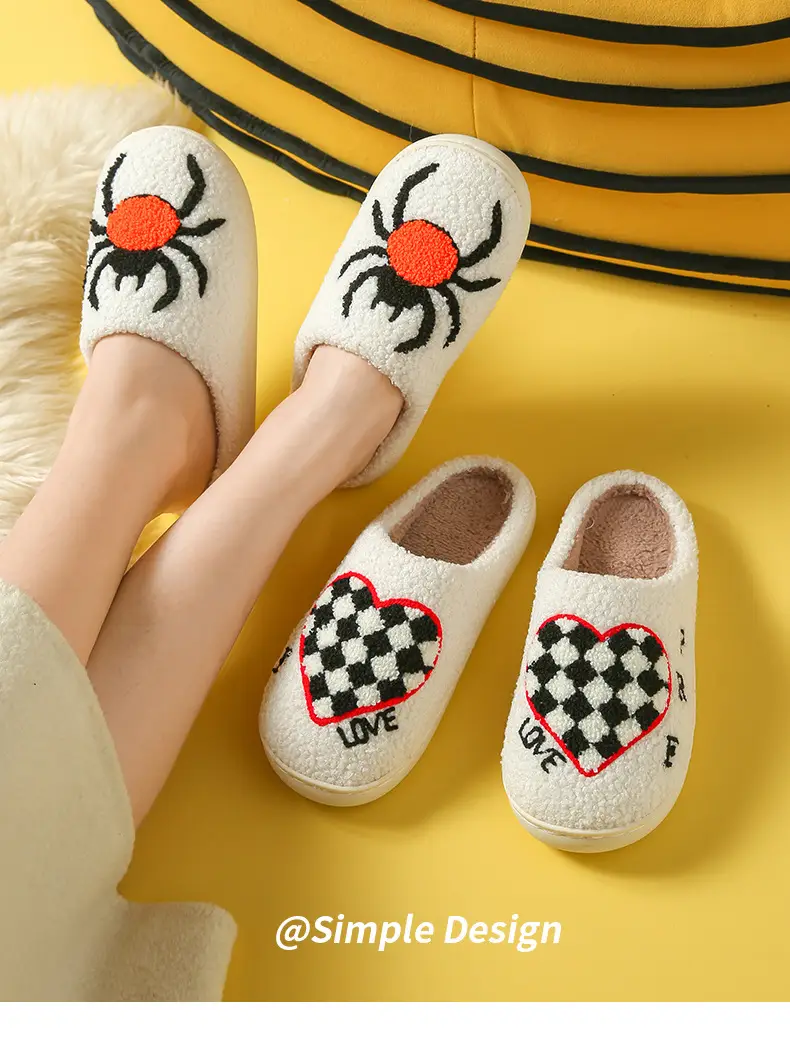 Wholesale Winter Mushroom Smiley Face Heart-Shaped Cotton Slippers for Women, Indoor Plush Warm Slippers, Thickened and Warm — feature 10