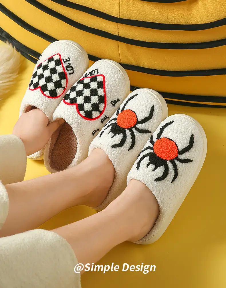 Wholesale Winter Mushroom Smiley Face Heart-Shaped Cotton Slippers for Women, Indoor Plush Warm Slippers, Thickened and Warm — feature 13