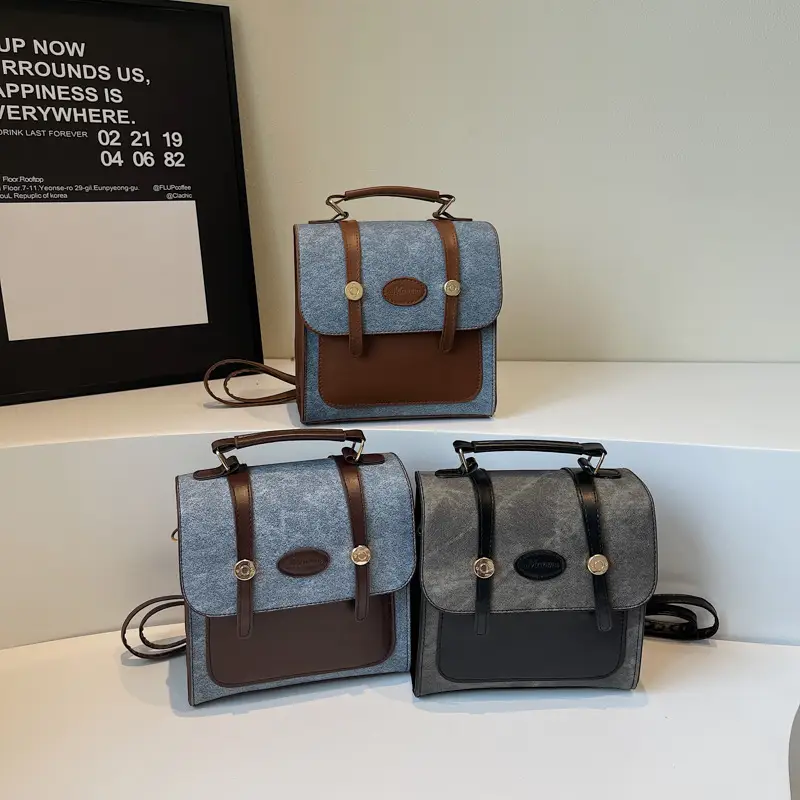 Women's 2024 Winter Shoulder Bag Blue Brown - Image 7