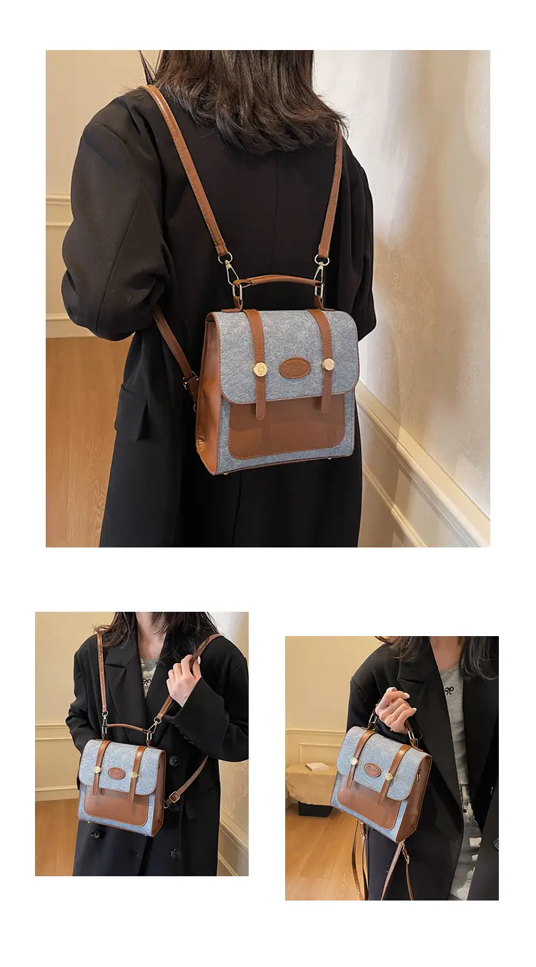 Women's 2024 Winter Shoulder Bag Blue Brown — feature 17