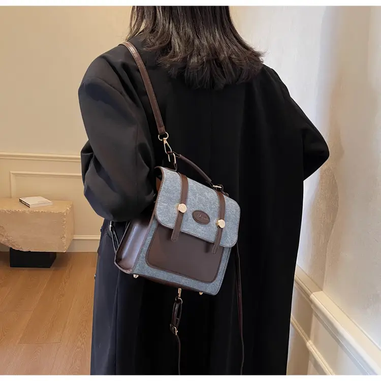 Women's 2024 Winter Shoulder Bag Blue Brown — feature 9