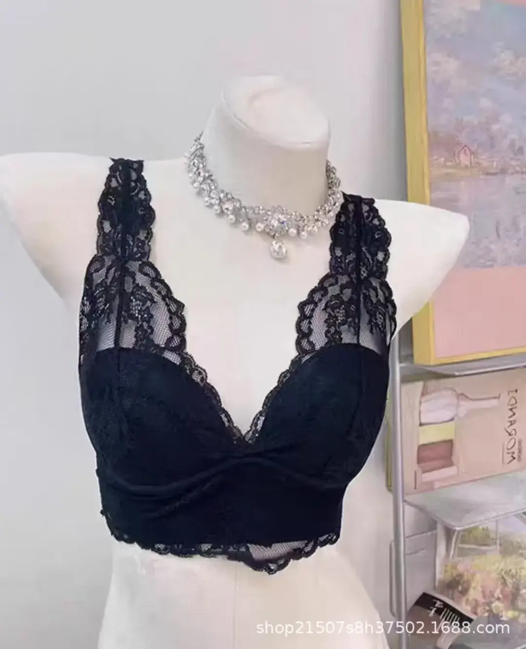 Big Chest Small Underwear Women's French Lace Back Vest