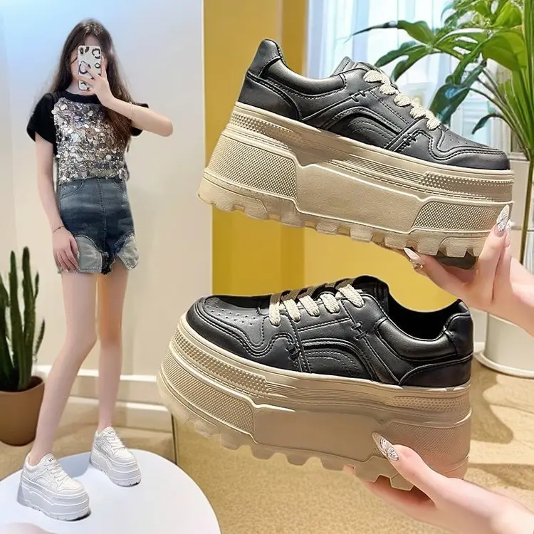 Thick bottom small white shoes with skirt 2025 spring new small height platform shoes light casual sports shoes - Image 3