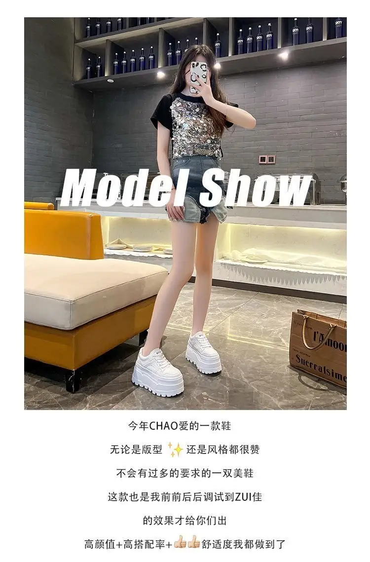 Thick bottom small white shoes with skirt 2025 spring new small height platform shoes light casual sports shoes — feature 1