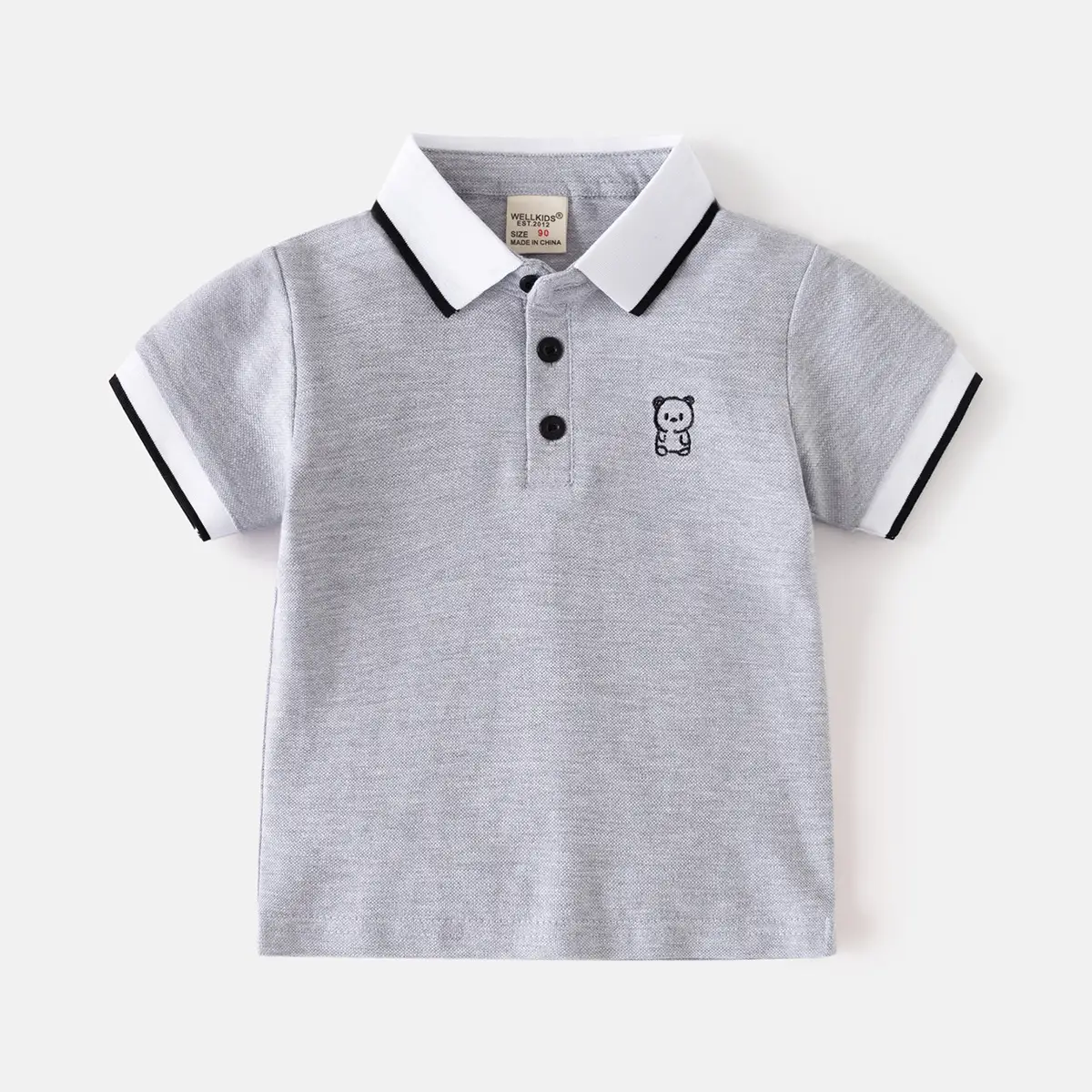 Kids Polo T-Shirt Grey 2026 New Style - Image 2
