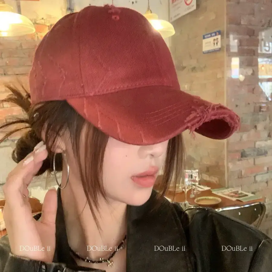 Double II Hooded Baseball Hat Brown Ripped - Image 13