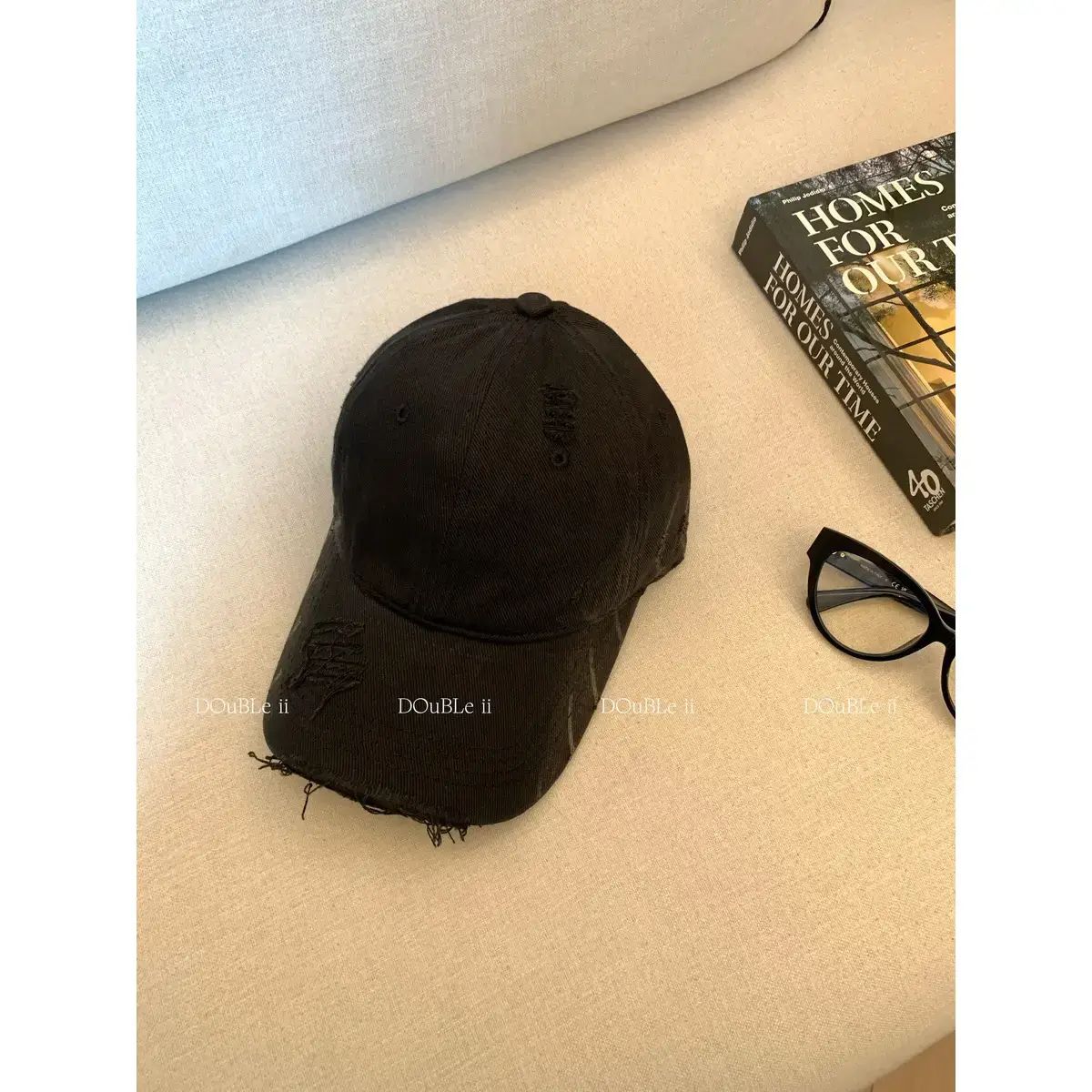 Double II Hooded Baseball Hat Brown Ripped - Image 2