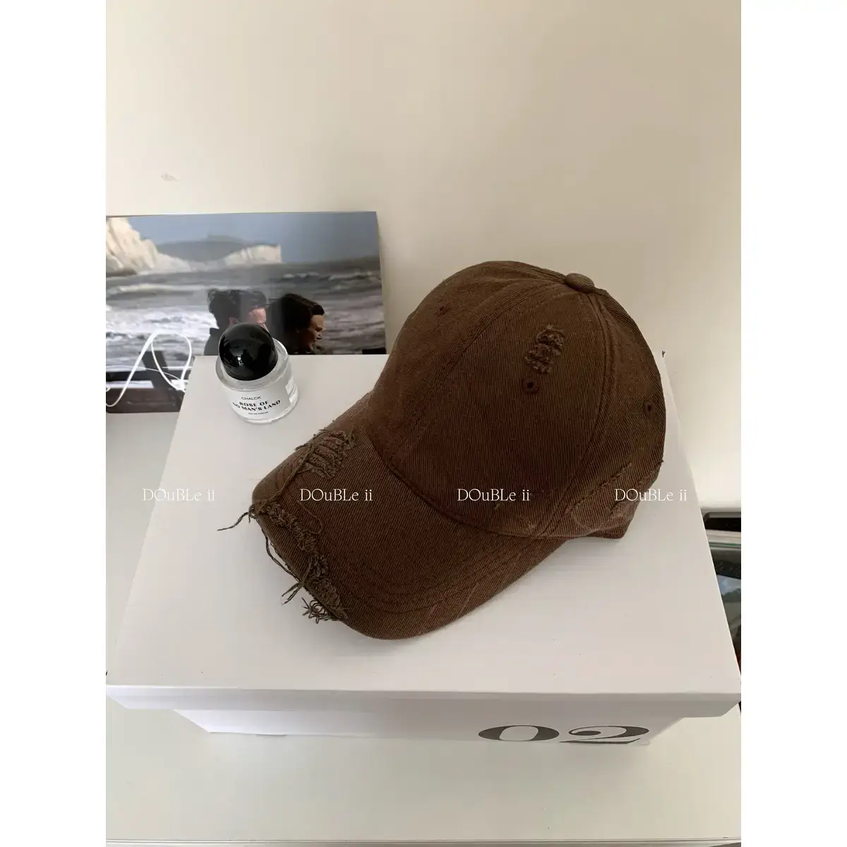 Double II Hooded Baseball Hat Brown Ripped - Image 3