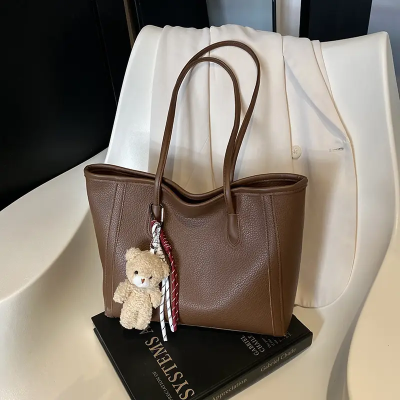 Women's Large Capacity Tan Tote Bag Shoulder Handbag - Image 14