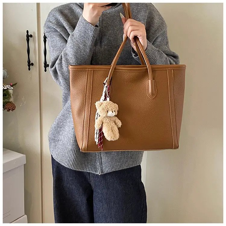 Women's Large Capacity Tan Tote Bag Shoulder Handbag — feature 12