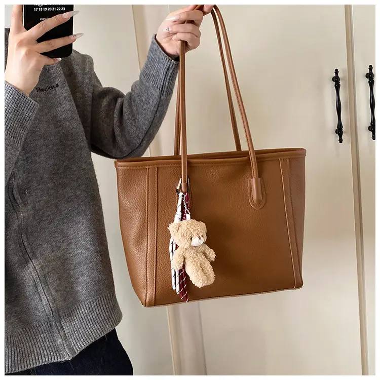 Women's Large Capacity Tan Tote Bag Shoulder Handbag — feature 13