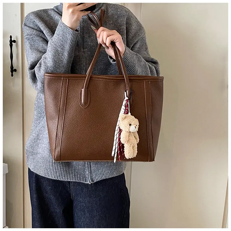 Women's Large Capacity Tan Tote Bag Shoulder Handbag — feature 15