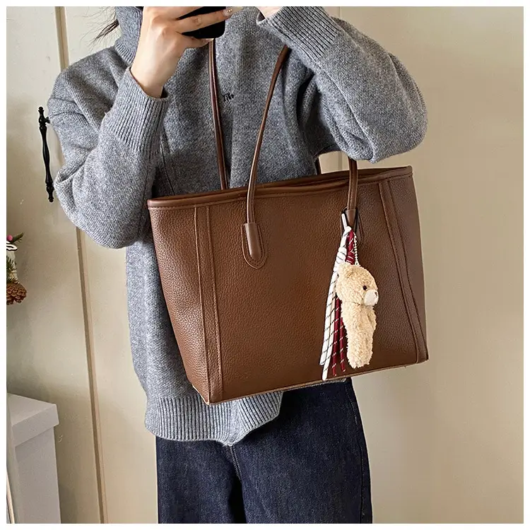 Women's Large Capacity Tan Tote Bag Shoulder Handbag — feature 16
