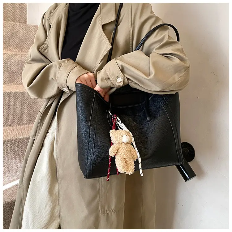 Women's Large Capacity Tan Tote Bag Shoulder Handbag — feature 18