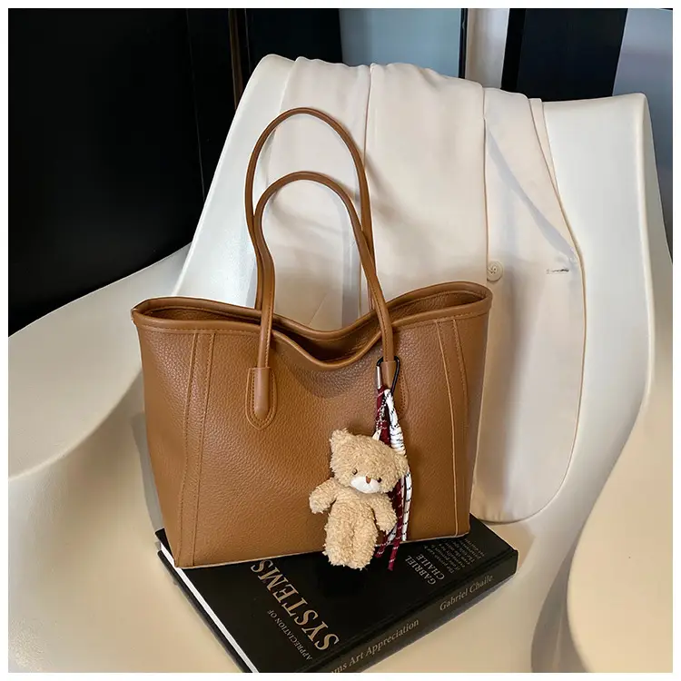 Women's Large Capacity Tan Tote Bag Shoulder Handbag — feature 21