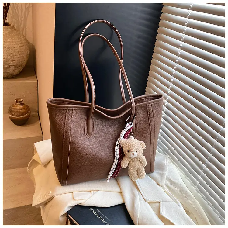 Women's Large Capacity Tan Tote Bag Shoulder Handbag — feature 22