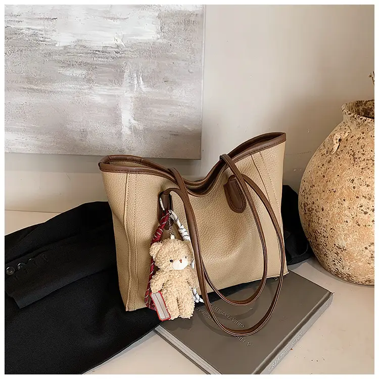 Women's Large Capacity Tan Tote Bag Shoulder Handbag — feature 24