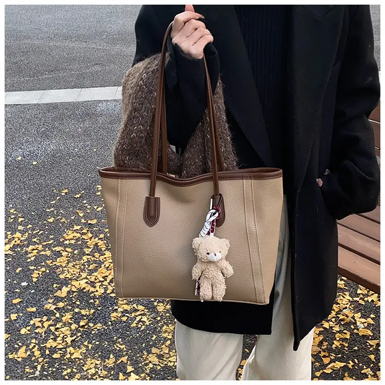 Women's Large Capacity Tan Tote Bag Shoulder Handbag — feature 6
