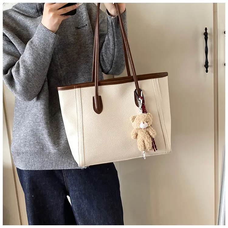 Women's Large Capacity Tan Tote Bag Shoulder Handbag — feature 9