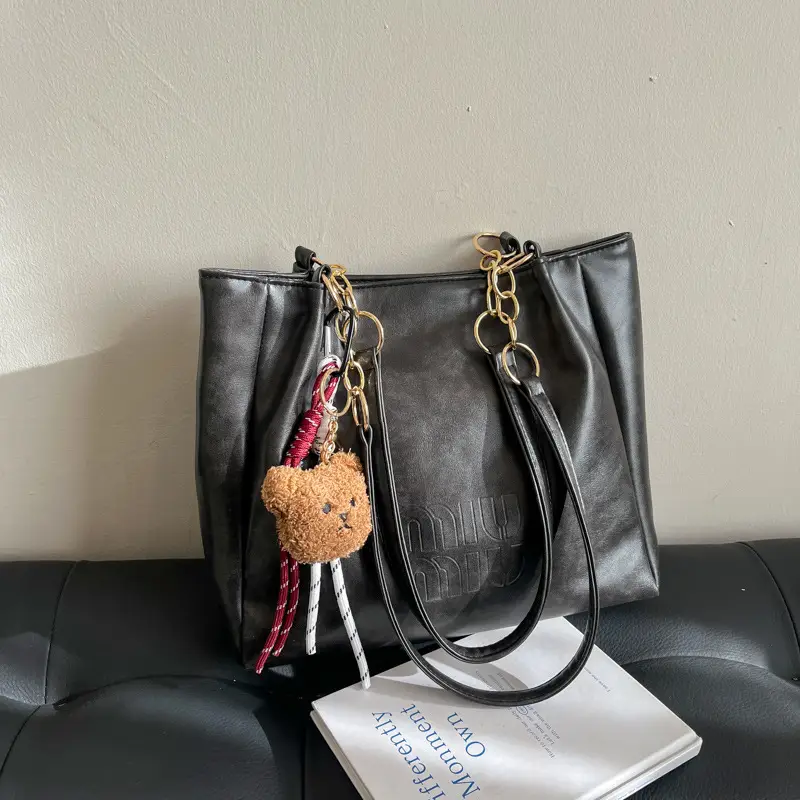 Black Cute Bear Tassel Shoulder Bag for Girls - Image 9