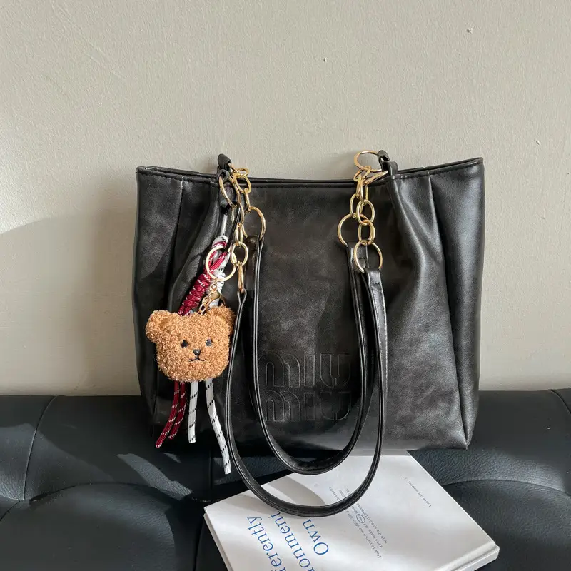 Black Cute Bear Tassel Shoulder Bag for Girls - Image 10