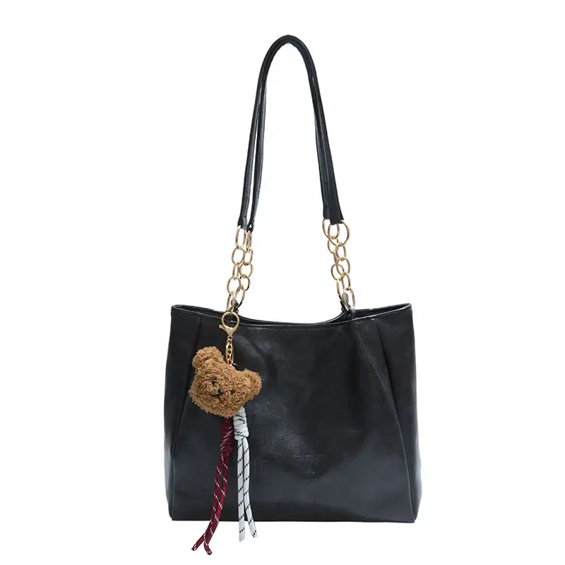 Black Cute Bear Tassel Shoulder Bag for Girls - Image 11