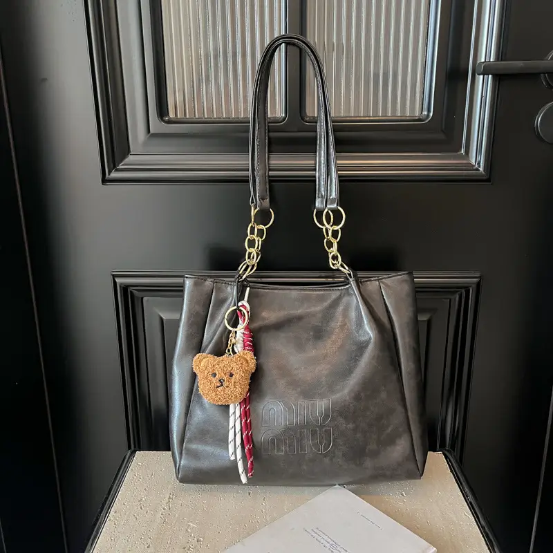 Black Cute Bear Tassel Shoulder Bag for Girls - Image 4