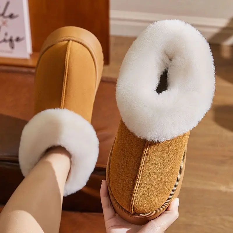 Cotton Slippers Women's Autumn and Winter 2024 New Indoor Home Warm Thick Sole Non-Slip Dirt-Resistant Plush Cotton Shoes - Image 6