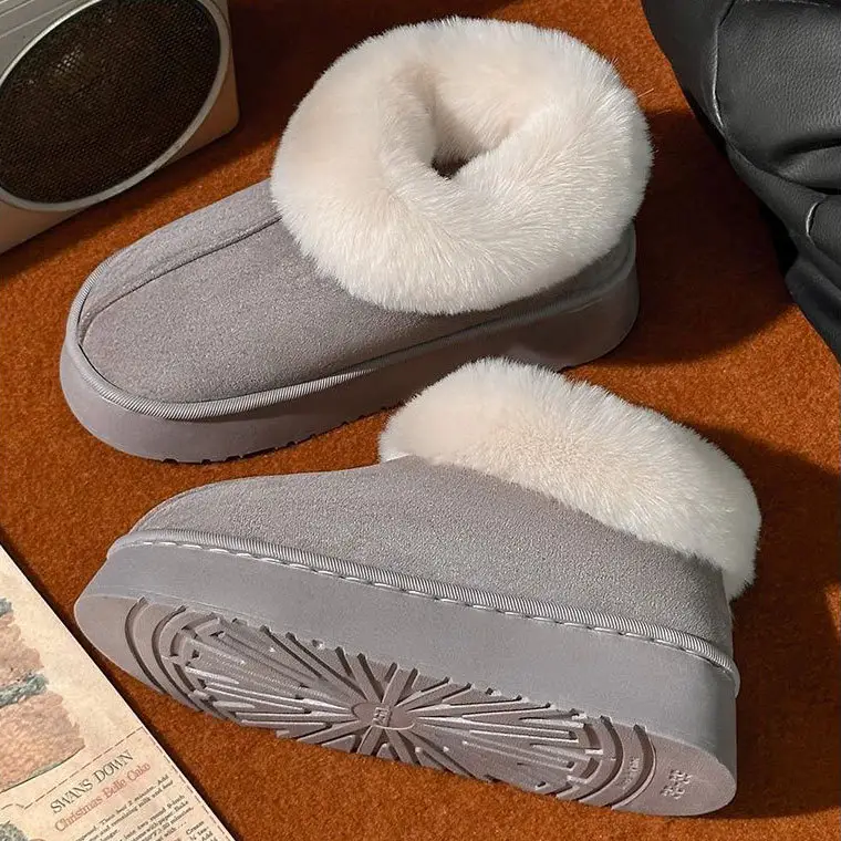Cotton Slippers Women's Autumn and Winter 2024 New Indoor Home Warm Thick Sole Non-Slip Dirt-Resistant Plush Cotton Shoes - Image 2