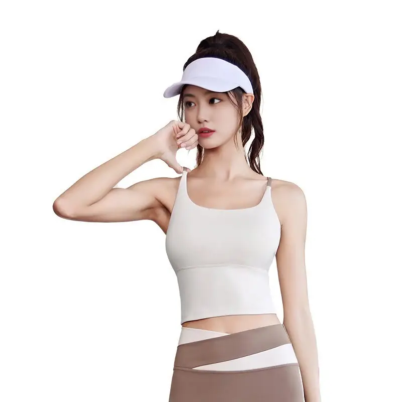 Naked Sports Vest High-elastic Belt Chest Pad Fixed Cup Shockproof Yoga Bra Fitness Underwear for Women