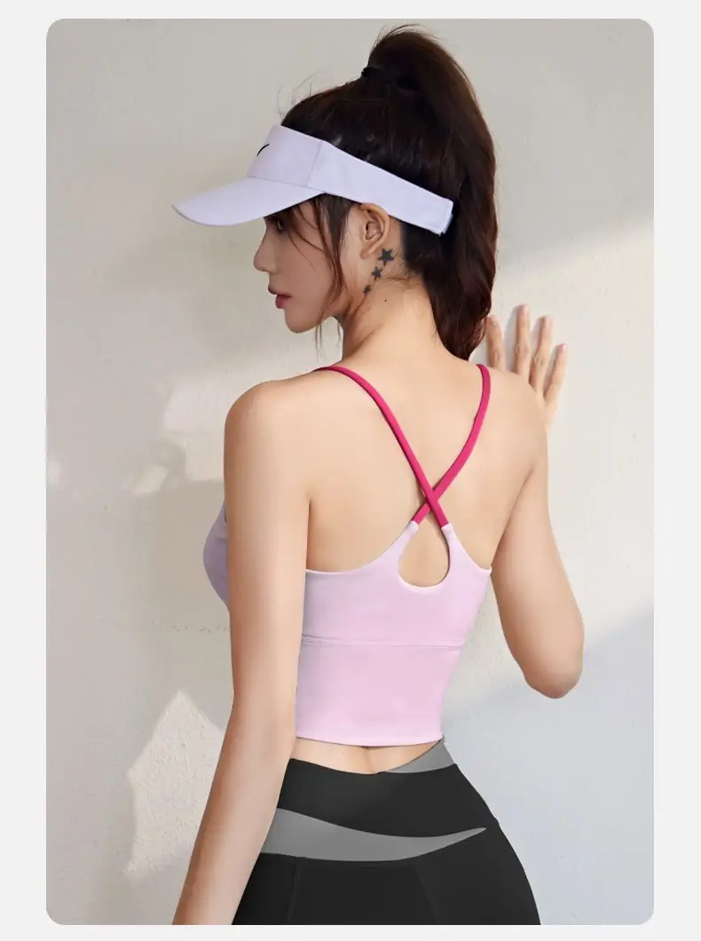 Naked Sports Vest High-elastic Belt Chest Pad Fixed Cup Shockproof Yoga Bra Fitness Underwear for Women — feature 19