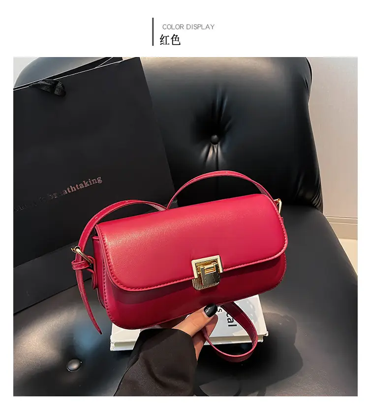 Women's Black Saddle Crossbody Bag with Gold Clasp — feature 11