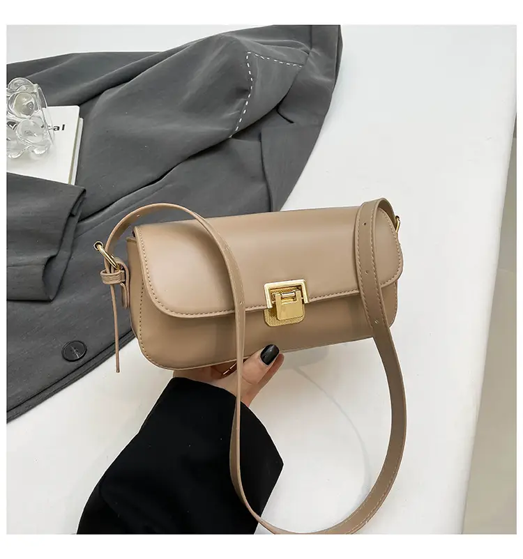 Women's Black Saddle Crossbody Bag with Gold Clasp — feature 30
