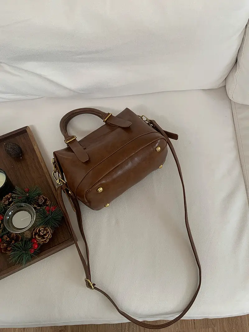 Women Retro Brown Bowling Bag Shoulder Crossbody 2026 — feature 13