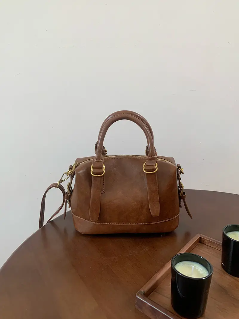 Women Retro Brown Bowling Bag Shoulder Crossbody 2026 — feature 14