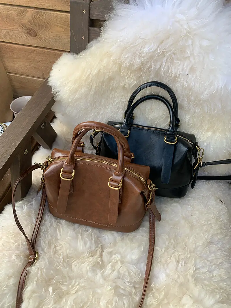 Women Retro Brown Bowling Bag Shoulder Crossbody 2026 — feature 4